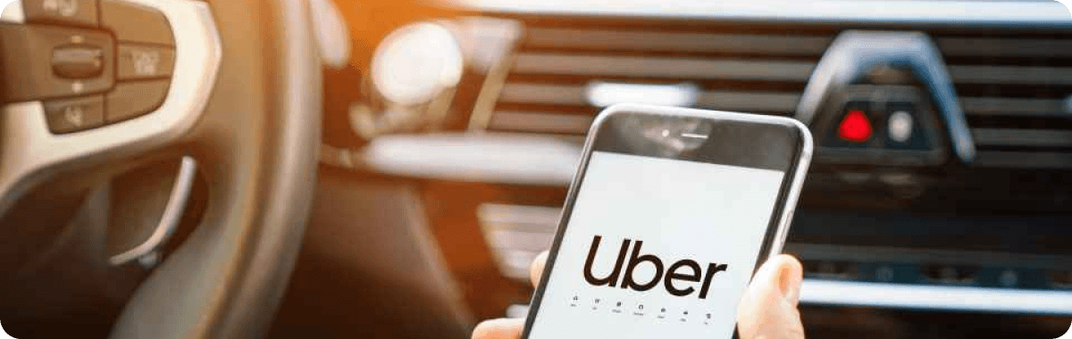 Uber logo with white text on a black background. case study