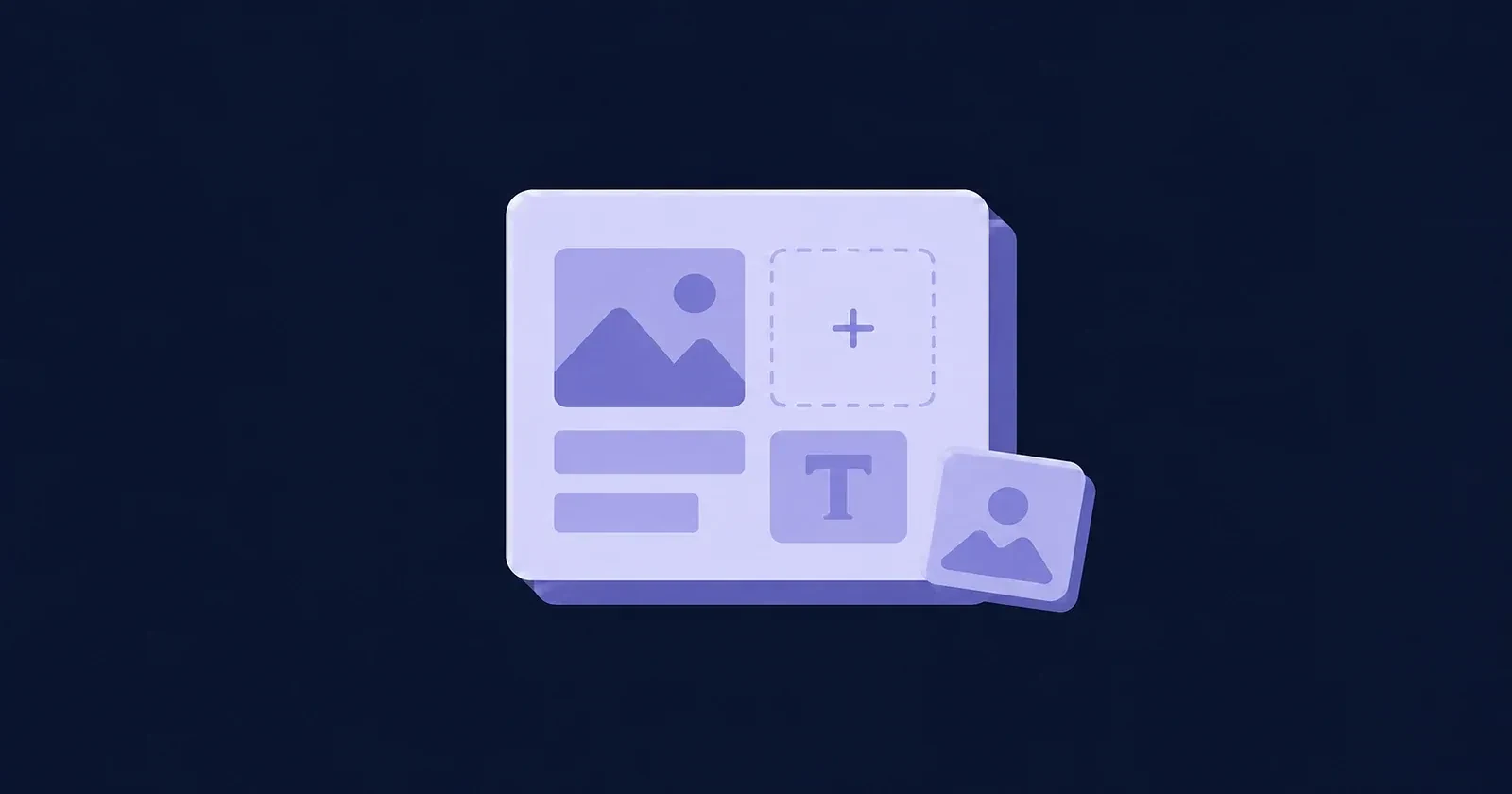 Illustration of a design canvas with image and text tools in a creative builder