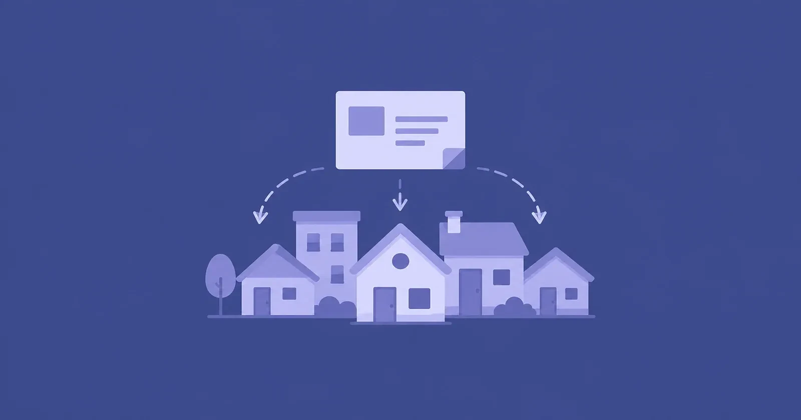 Illustration of Every Door Direct Mail being delivered to neighborhood homes