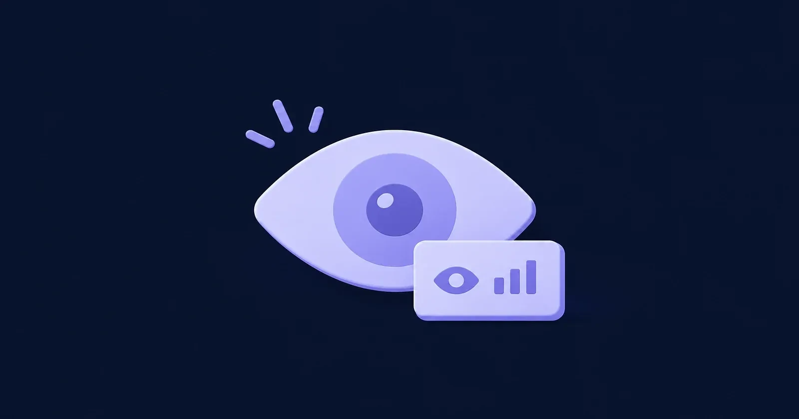 Illustration of a glowing eye with a small chart representing impressions rather than orders