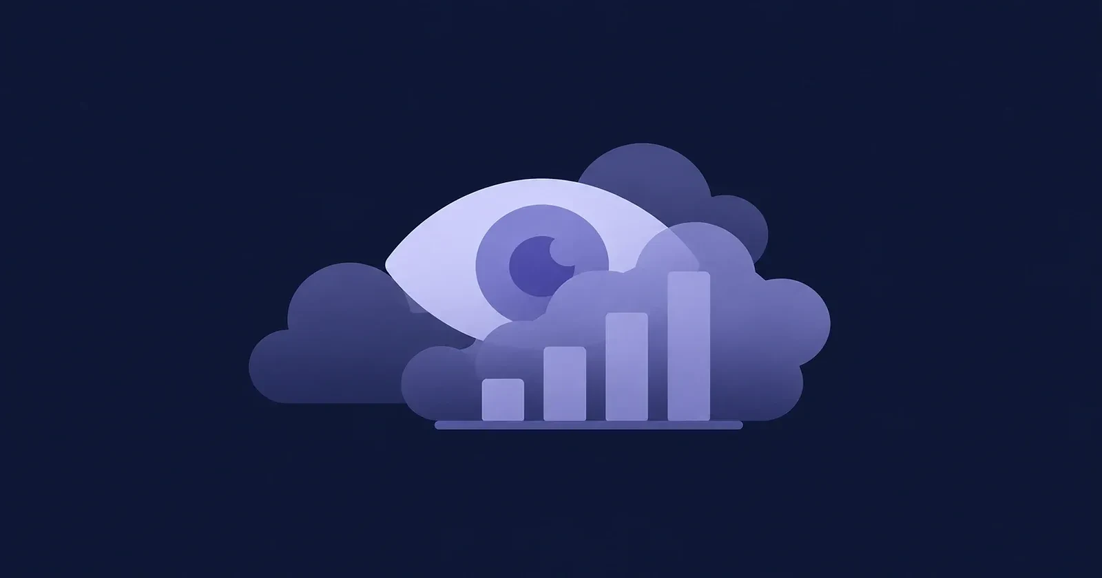 Illustration of an eye obscured by clouds representing limited performance visibility