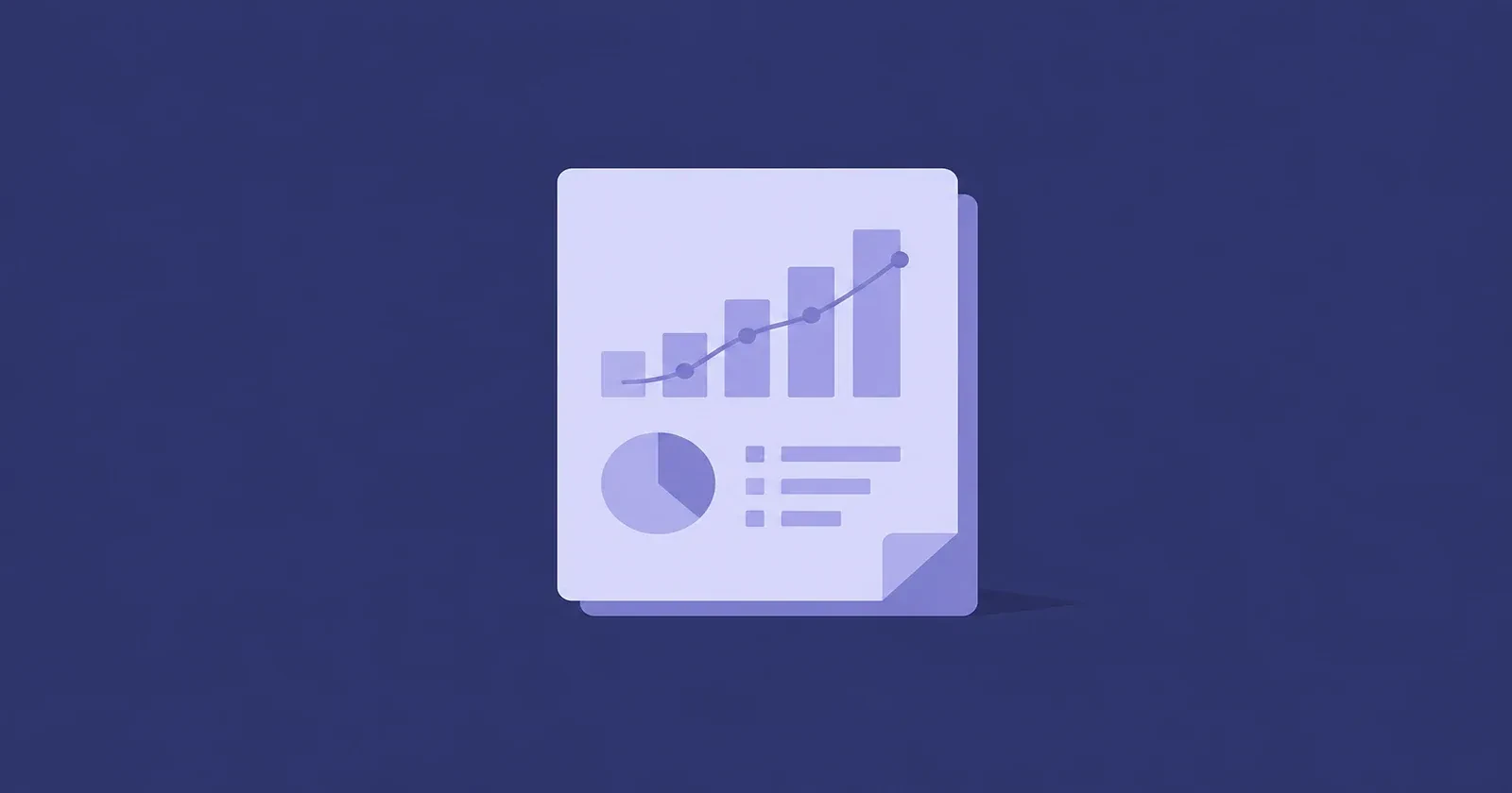 Illustration of a marketing analytics report with pie and bar charts