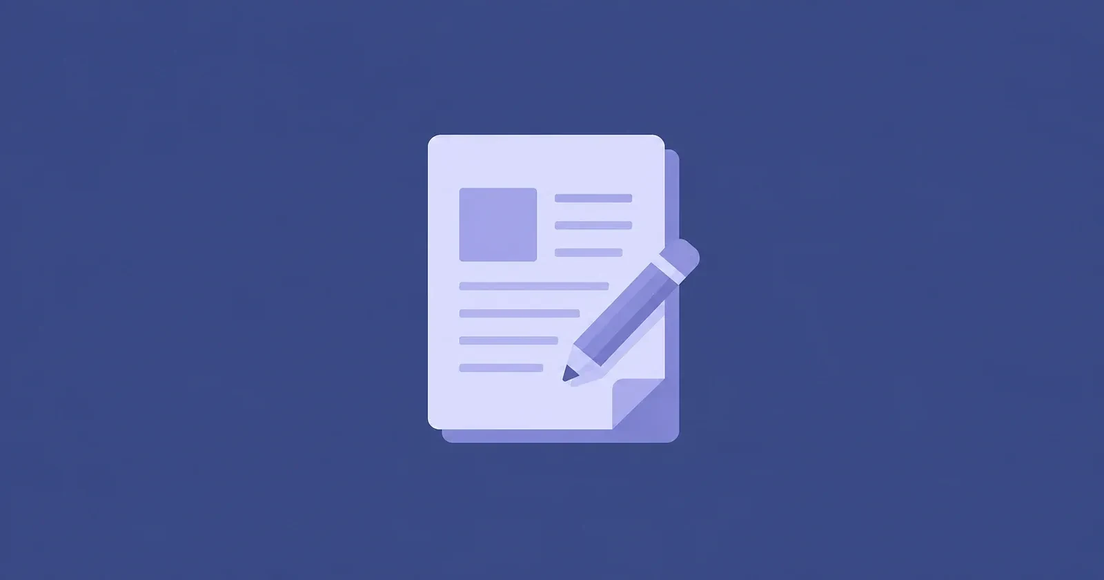 Illustration of a document with a pencil representing a marketing blog article