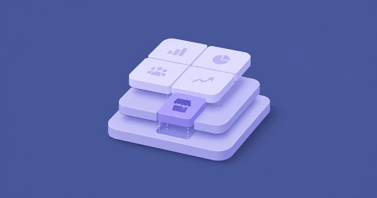 Illustration of stacked platform layers representing offline that fits into your marketing stack