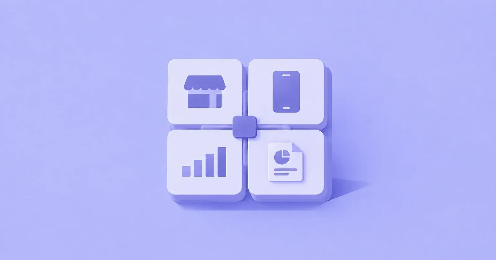 Illustration of the Oppizi OS marketing platform dashboard tiles